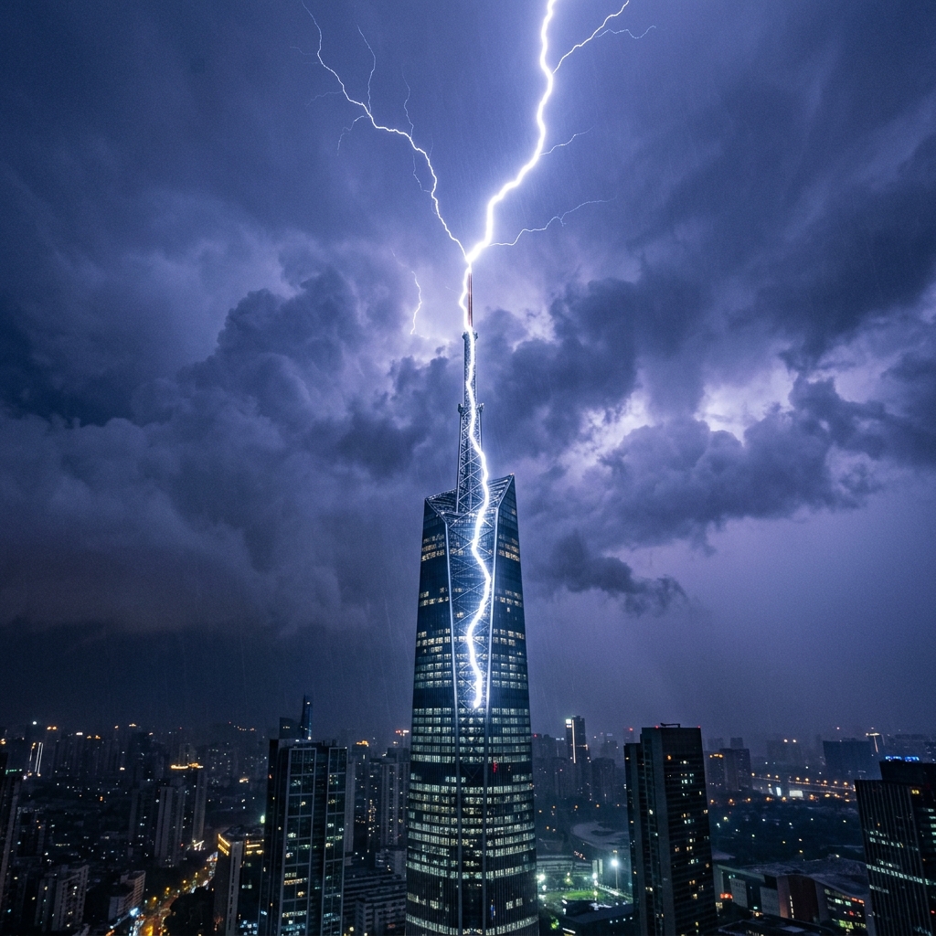 Lightning rod grounding